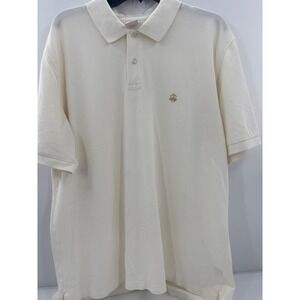 Brooks Brothers Mens XL Cream White Cotton Pique Short Sleeve Polo Shirt NWOT